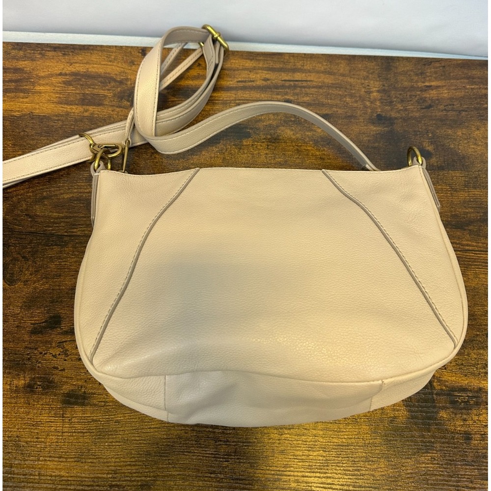 Fossil Skylar Cowhide Leather Crossbody Shoulder Bag Cream Detachable Long Strap - Picture 10 of 12